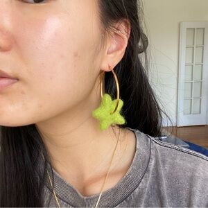 fruity poms felted star hoops